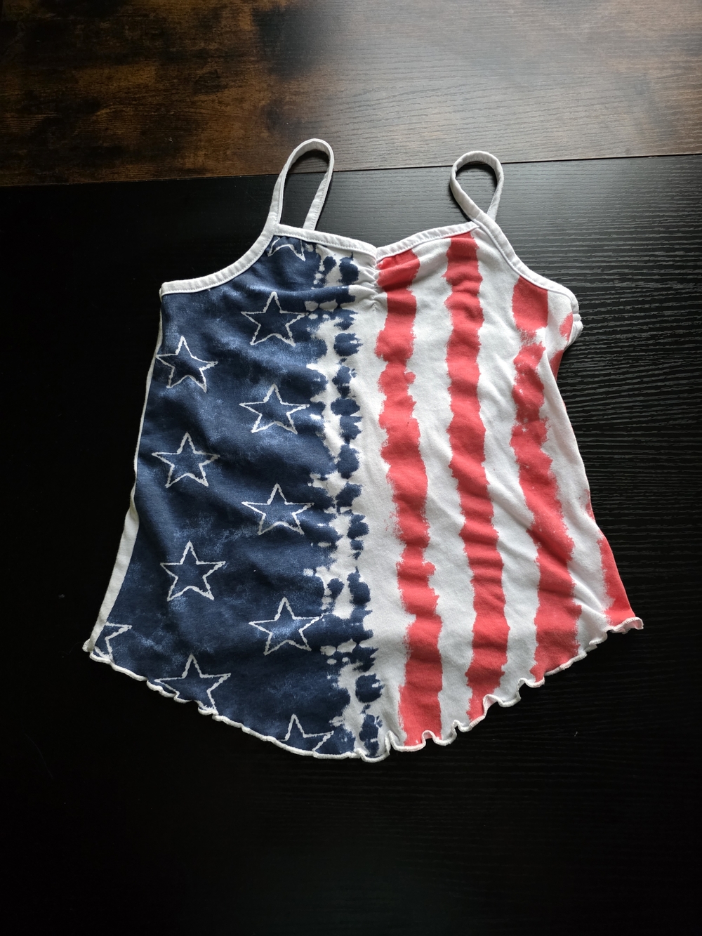 SO Patriotic Stars & Stripes Lettuce-Edge Cami Tank - Girl's M - Picture 2 of 4
